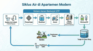 Skema sistem daur ulang air limbah apartemen recycling water