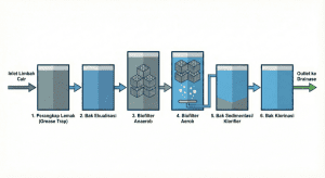Skema diagram alur proses IPAL Biofilter Anaerob Aerob Puskesmas