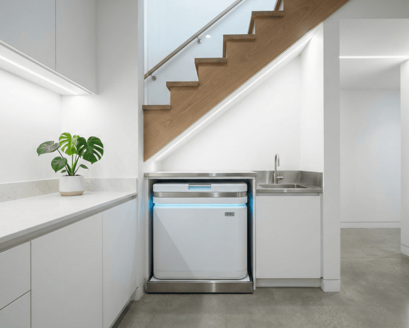 Unit IPAL portable modern untuk klinik kecantikan dan gigi di ruang terbatas.