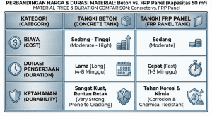 Perbandingan harga tangki panel IPAL vs beton cor.