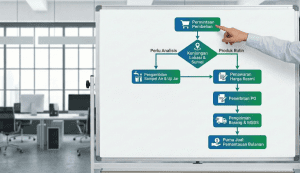 Flowchart alur pemesanan bahan kimia di PT Mizui Osmosa.