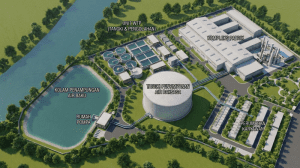 Site plan integrasi WTP di area pabrik kelapa sawit.