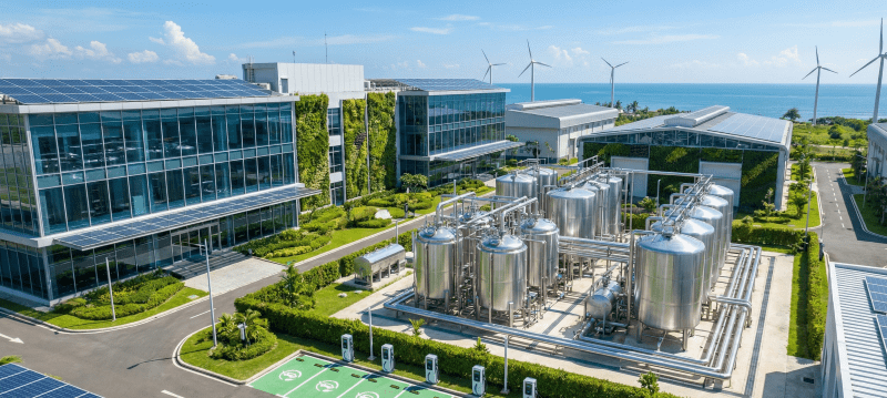 Fasilitas pabrik modern dengan sistem Jasa RO kawasan industri Kendal dan tangki stainless steel.