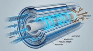 Struktur dalam membran RO anti-fouling untuk menyaring air keruh dan payau.