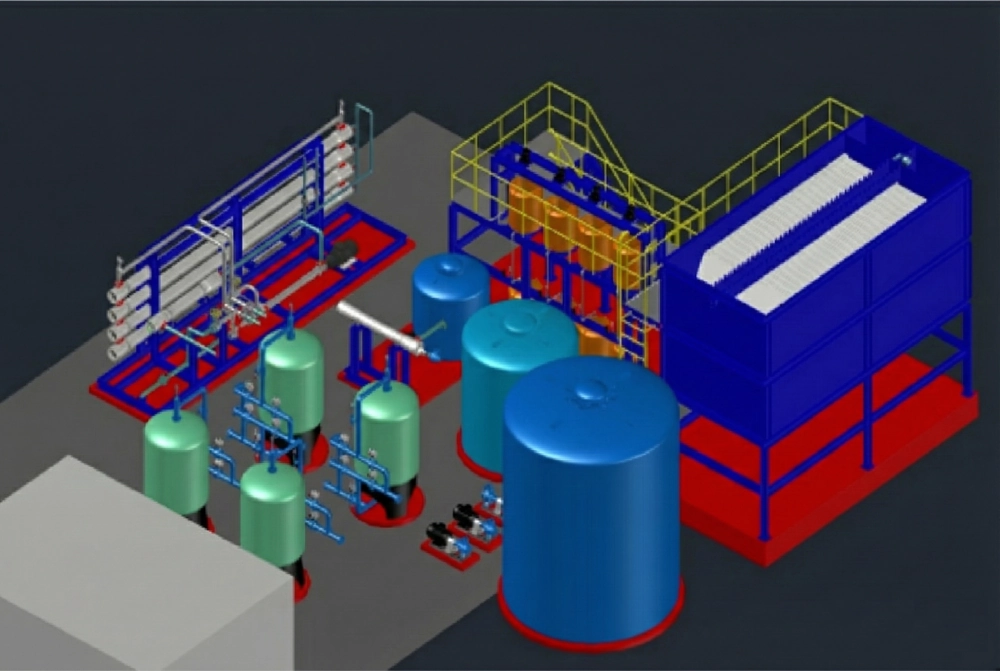 Desain Rekayasa Engineering Water Treatment Plant 3D Layout