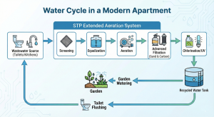 Apartment wastewater recycling system scheme