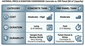 Comparison of WWTP panel tank vs cast concrete prices.