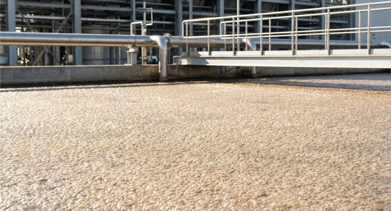 Fine bubble diffuser aeration system works optimally in the WWTP aeration pond.