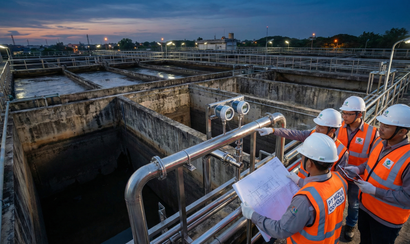 The engineering team performs WWTP optimization and retrofit services at a chemical industrial facility.