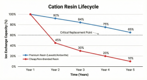Comparison table of Lewatit, Amberlite, and Purolite resin specifications