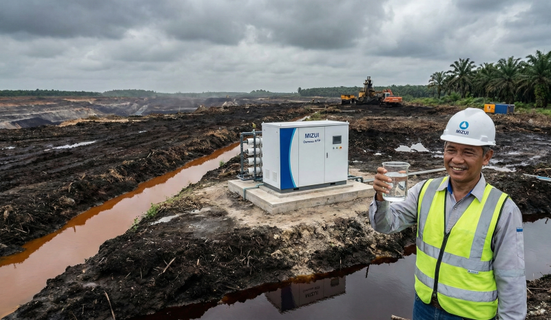 PT Mizui Osmosa peat water & iron treatment services at a mining site