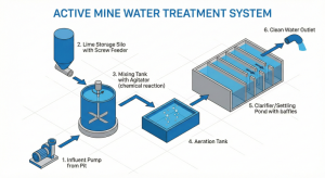 Active mining wastewater treatment installation scheme.