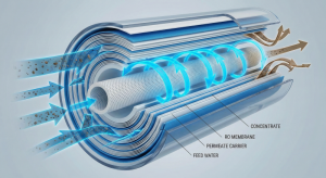 Internal structure of an anti-fouling RO membrane for filtering turbid and brackish water.